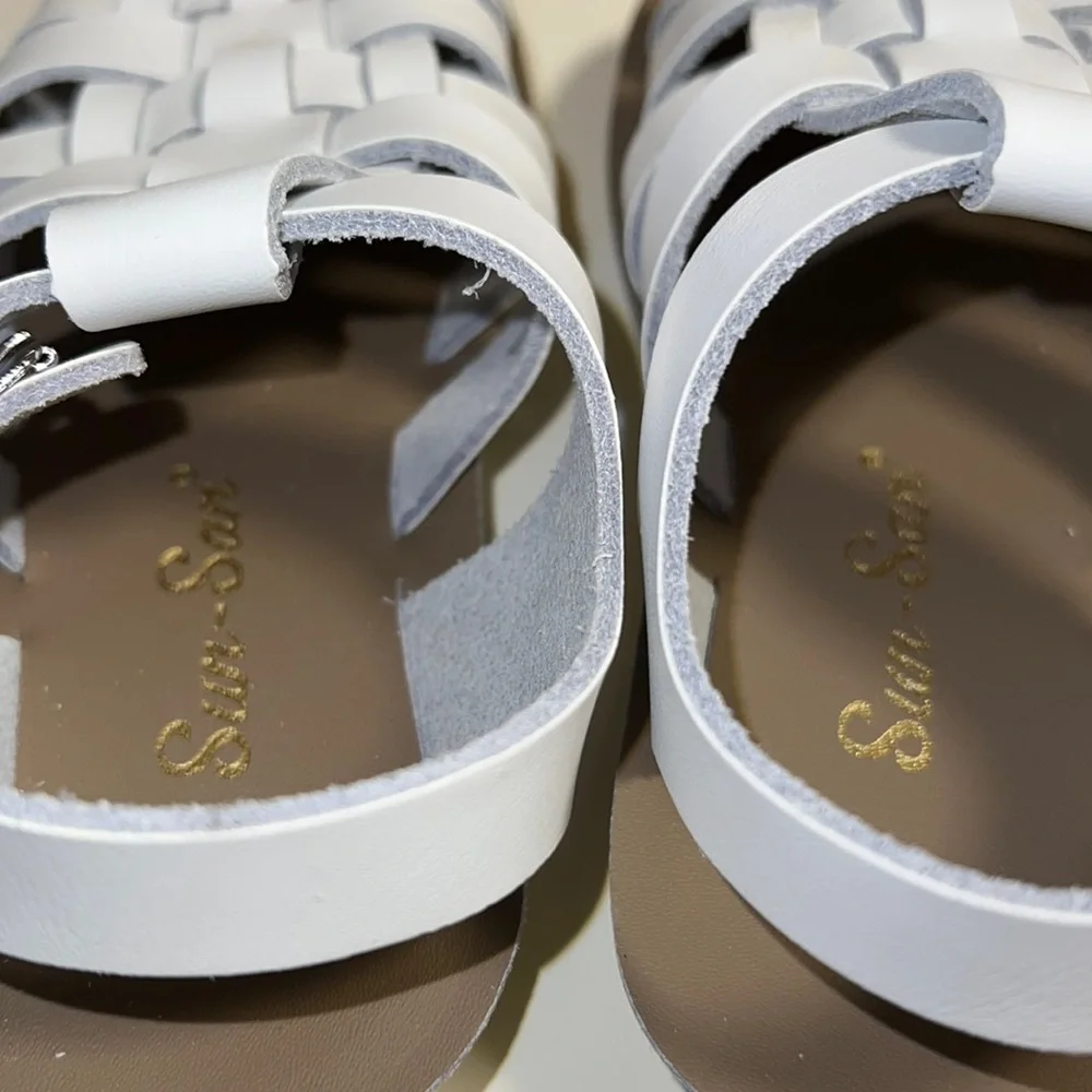 AUTH NIB Salt Water Sandal by Hoy Shoes Sun-San - Sailors WHITE